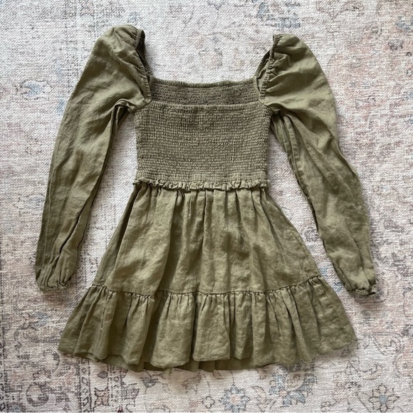 100% European Linen Smocked Mini Dress - Picture 7 of 7